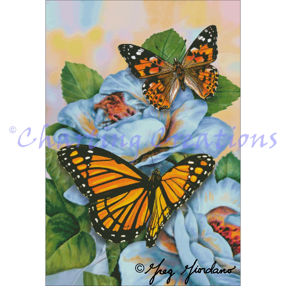 (image for) Monarch Butterflies and Blue Flowers